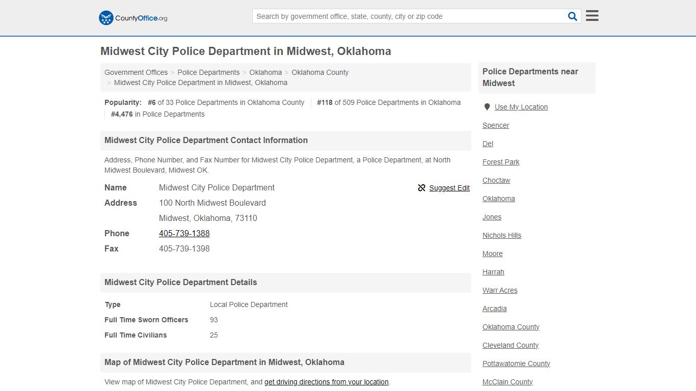 Midwest City Police Department in Midwest, Oklahoma - County Office